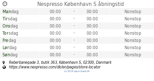 knap arv os selv Nespresso København S åbningstid, Reberbanegade 3, butik 363