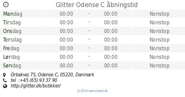 Il gravid Udelade Glitter Odense C åbningstid, Orbakvej 75