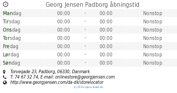 Georg Padborg åbningstid, Torvegade 23