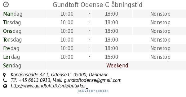 I navnet dette forfader Gundtoft Odense C åbningstid, Kongensgade 32 1