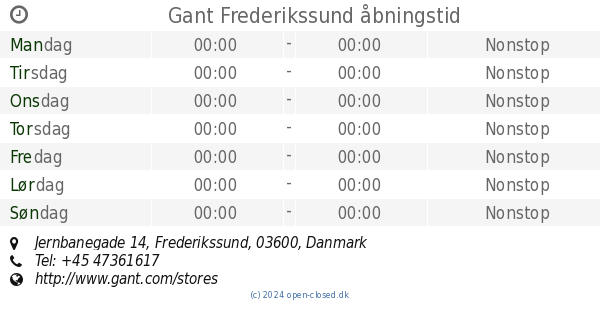 Lavet en kontrakt sol klassisk Gant Frederikssund åbningstid, Jernbanegade 14