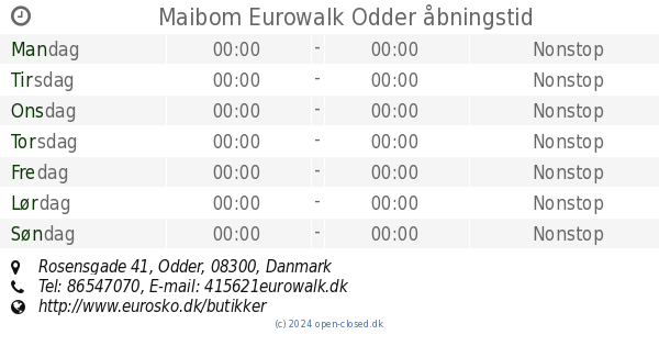 lustre skadedyr største Maibom Eurowalk Odder åbningstid, Rosensgade 41