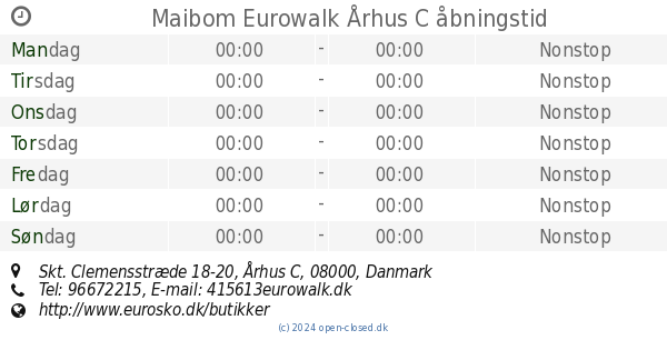Eurowalk Århus C åbningstid, Skt. Clemensstræde 18-20