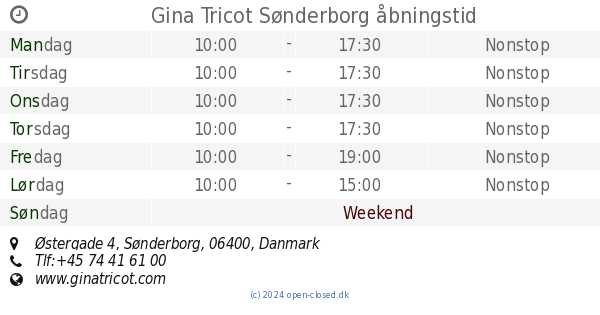 Gina Tricot Sønderborg åbningstid,