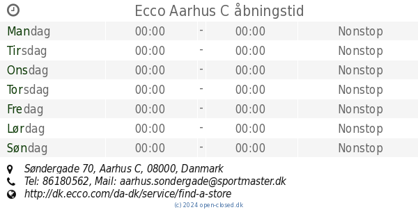Vejrudsigt Normalisering Express Ecco Aarhus C åbningstid, Søndergade 70