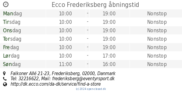 Ecco Frederiksberg åbningstid, Falkoner 21-23
