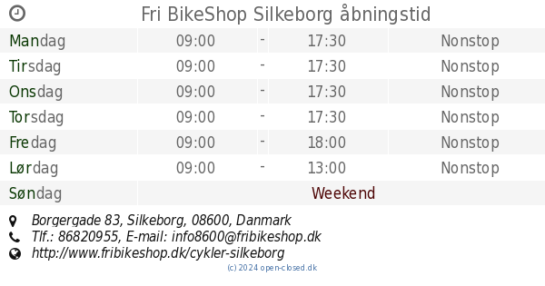 BikeShop Silkeborg åbningstid, Borgergade 83